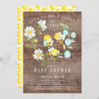 Soon to Bee Family of 3 Baby Shower Invitation