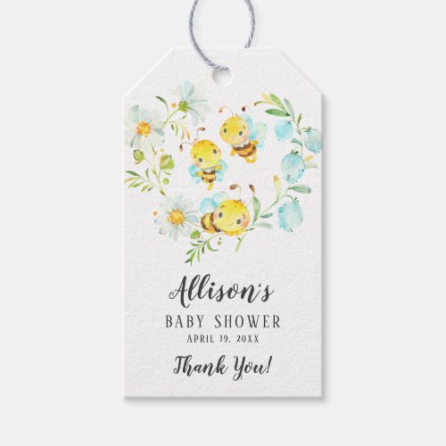 Soon to Bee Family of 3 Bee Baby Shower  Gift Tags