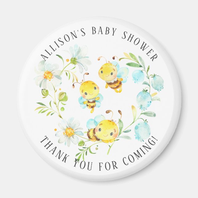 Soon to Bee Family of 3 Bee Baby Shower  Magnet (Front)