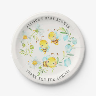 Soon to Bee Family of 3 Bee Baby Shower  Paper Plates
