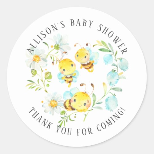Soon to Bee Family of 3 Bee Baby Shower Thank You Classic Round Sticker