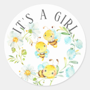 Soon to Bee Family of 3 Bee It' a Girl Favor  Classic Round Sticker