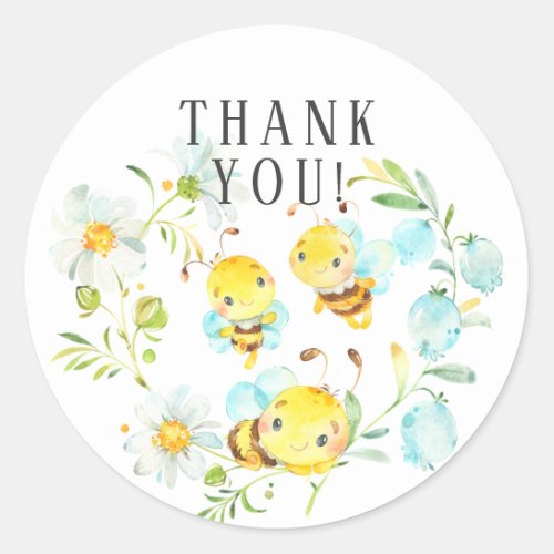 Soon to Bee Family of 3 BEE Thank You Favor  Classic Round Sticker