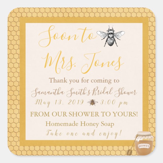 Soon To Bee - Wedding Favor Labels (Front)