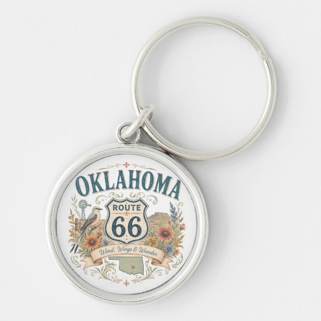 Sooner State Wildflower Road Keepsake Keychain (Front)