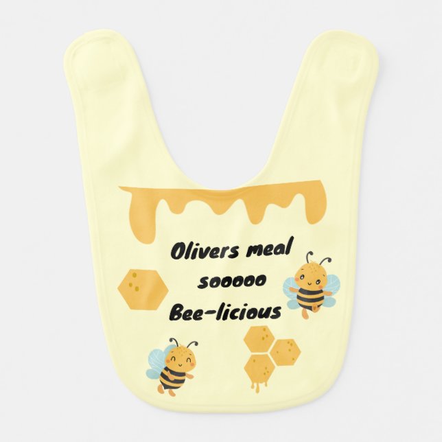 Soooo bee-licious Cute bee design Baby Bib (Front)