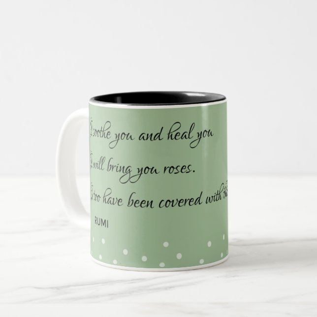 Soothe and Heal - Rumi Quote Two-Tone Coffee Mug (Front Left)