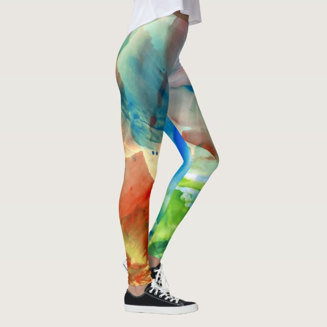 Soothing Abstract Watercolor Paint Spatter Leggings (Right)