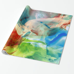 Soothing Abstract Watercolor Paint Spatter Wrapping Paper