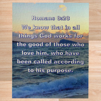 Soothing Bible Verse Romans 8:28 Christian Jigsaw Puzzle