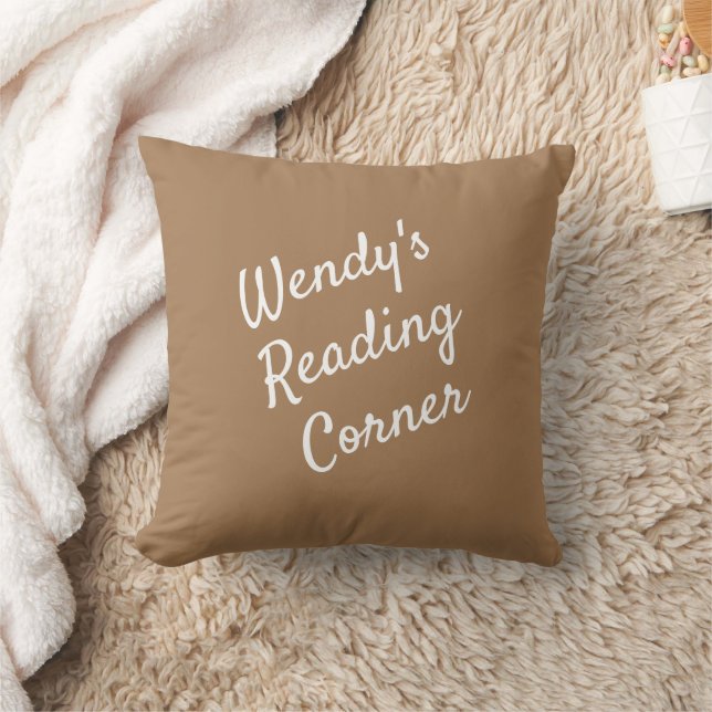 Soothing Cocoa & White Reading Throw Pillow (Blanket)
