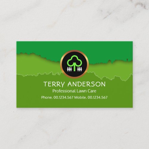 Soothing Green Landscape Layers Lawn Care Gardener Business Card