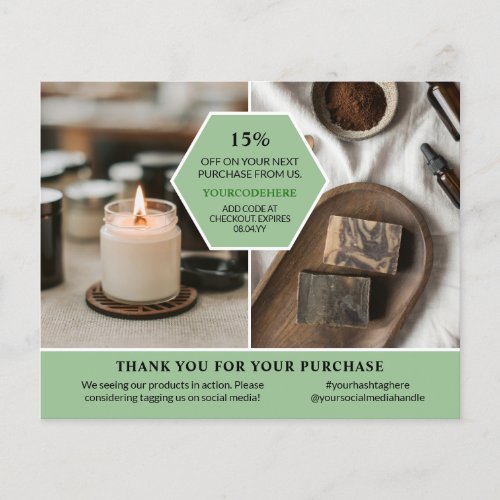 Soothing Green Photos Logo Discount Thank You Flyer