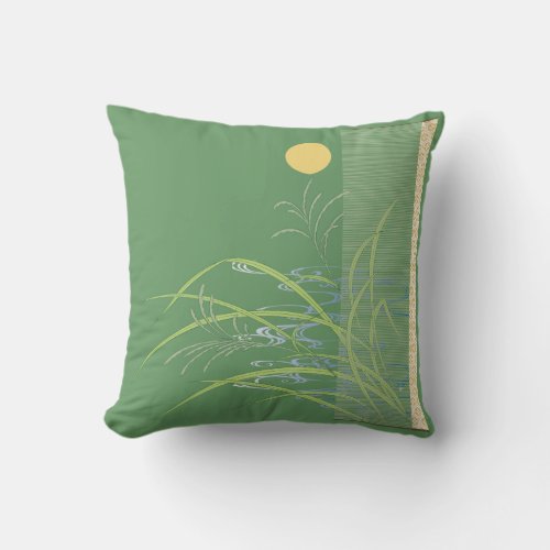 Soothing Green Retreat Rice Field Throw Pillow