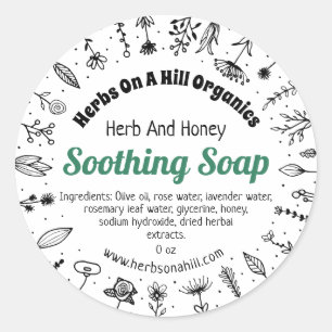 Soothing Herbal Eco Soap Business Packaging Classic Round Sticker