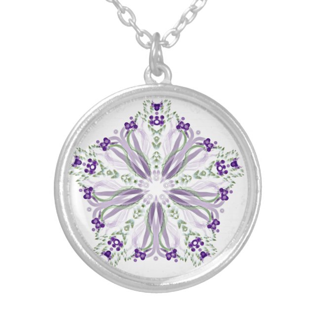 *~* Soothing Mandala -Healing Energy via Anna Rosa Silver Plated Necklace (Front)