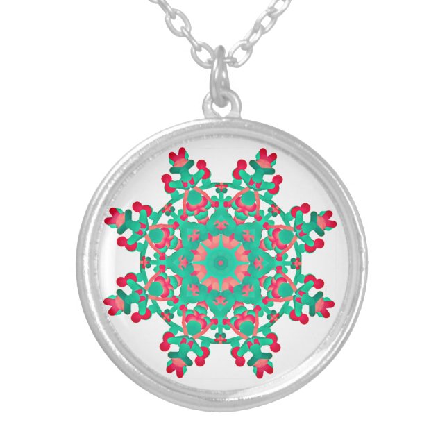 *~* Soothing Mandala -Healing Energy via Anna Rosa Silver Plated Necklace (Front)