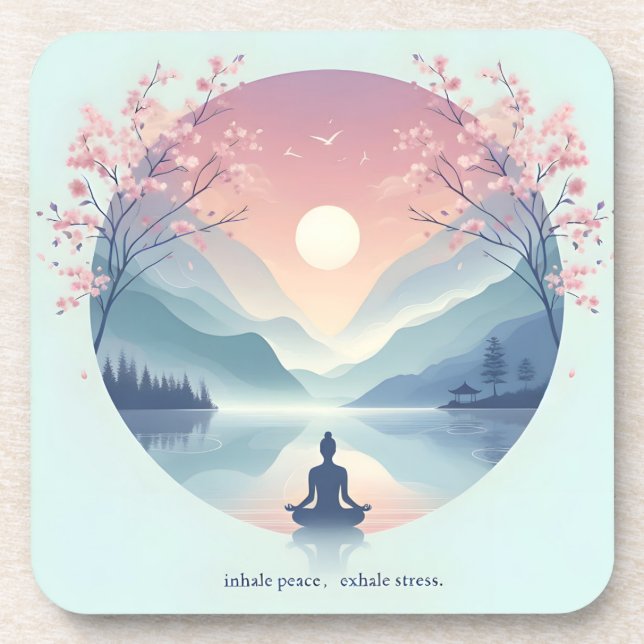 Soothing Nature Meditation Art Beverage Coaster (Front)