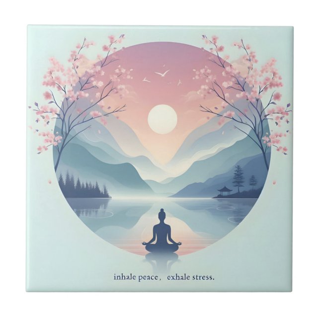 Soothing Nature Meditation Art Ceramic Tile (Front)