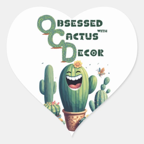 Soothing OCD Spikes Cactus Decor Heart Sticker