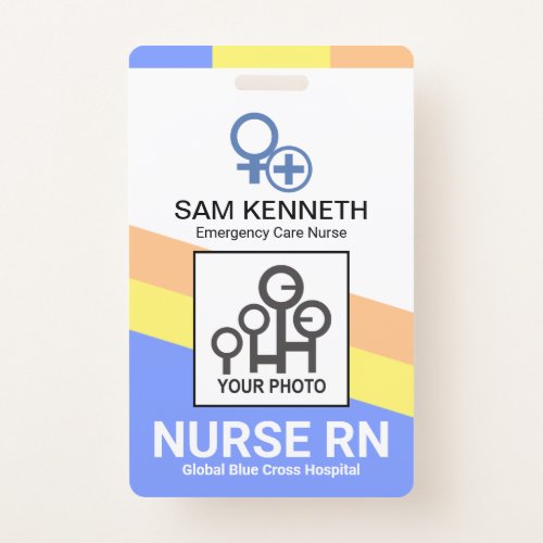 Soothing Pastel Colors Medical Nurse Photo ID Badge