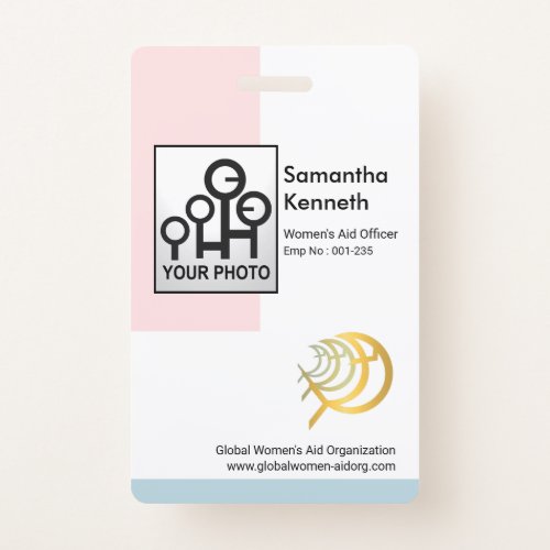 Soothing Pastel Columns Photo Template Women ID Badge