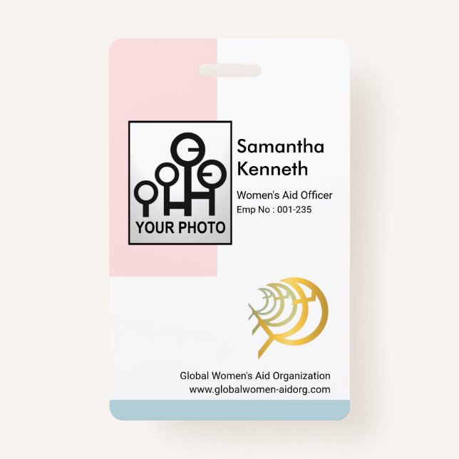 Soothing Pastel Columns Photo Template Women ID Badge (Front)