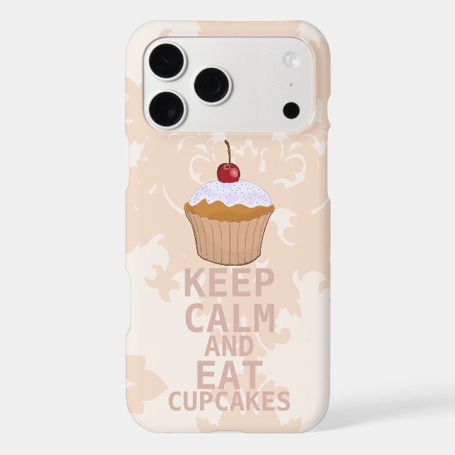 Soothing Peachy Damask KEEP CALM AND Eat Cupcakes Case-Mate iPhone Case (Back)
