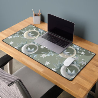 Soothing Sage Green Celestial Moon Desk Mat