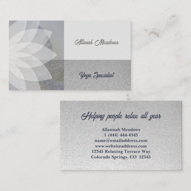 Soothing White Lotus Yoga Meditation Business Card (Front/Back)