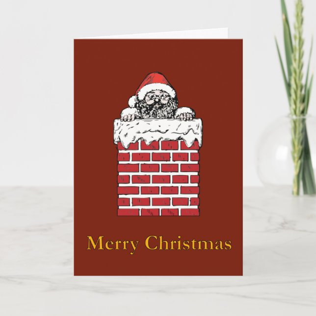 Sooty Santa in Chimney - Christmas Card (Front)