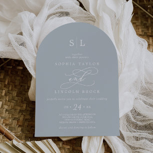 SOPHIA Arch Coastal Blue Minimalist Simple Wedding Invitation