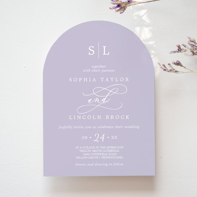 SOPHIA Arch Lavender Purple Spring Elegant Wedding Invitation (SOPHIA Arch Lavender Purple Spring Elegant Wedding Invitation)