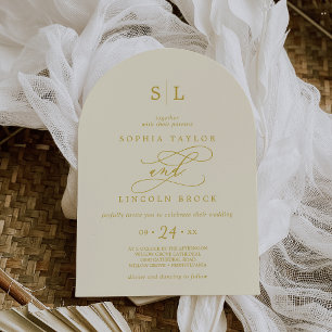 SOPHIA Arch Simple Cream Butter Yellow Wedding Invitation
