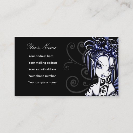 Customizable "Sophia" Blue Tattoo Fairy Art Business Cards