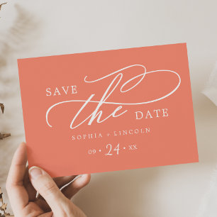 SOPHIA Bright Coral Summer QR Code Wedding Save The Date