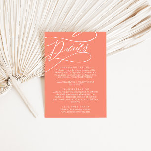 SOPHIA Bright Coral Sunset Beach Wedding Details Enclosure Card