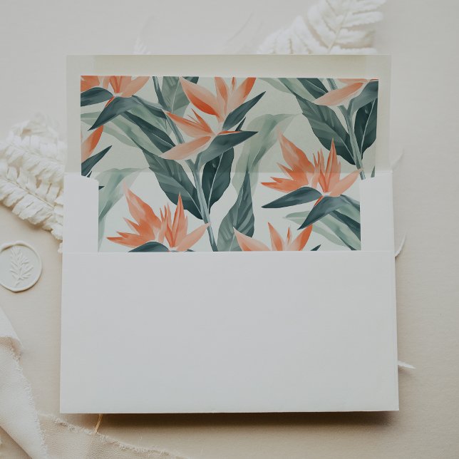 SOPHIA Bright Tropical Floral Destination Wedding Envelope Liner (SOPHIA Bright Tropical Floral Destination Wedding Envelope Liner)