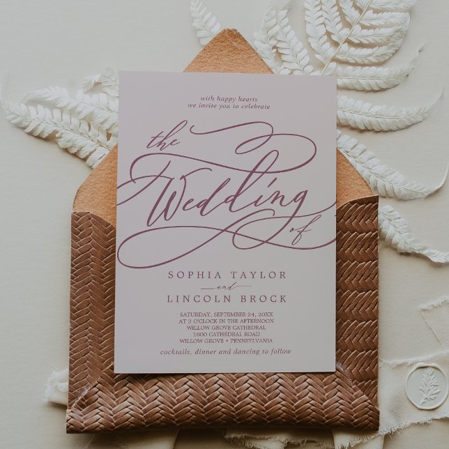 SOPHIA Burgundy Blush Classic Boho Elegant Wedding Invitation (SOPHIA Burgundy Blush Classic Boho Elegant Wedding Invitation)