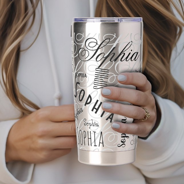 Sophia Custom Name Blue Black  Insulated Tumbler (Creator Uploaded)