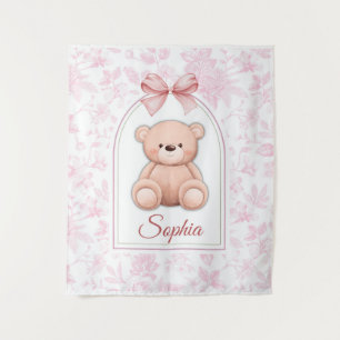 Sophia Custom Pink Teddy Bear Nursery Design Tapestry