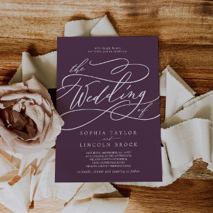 SOPHIA Dark Plum Simple Purple Classic Wedding Invitation