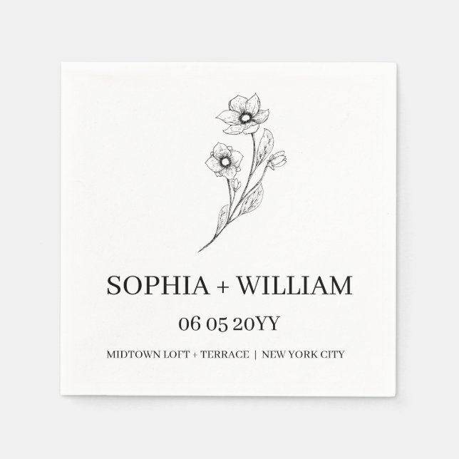 Sophia Elegant Modern Cocktail Reception Wedding Napkins (Front)