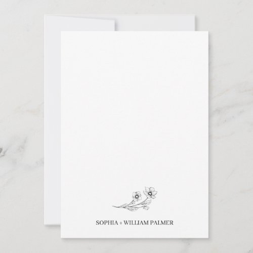 Sophia Elegant Simple Black White Photo Wedding Thank You Card