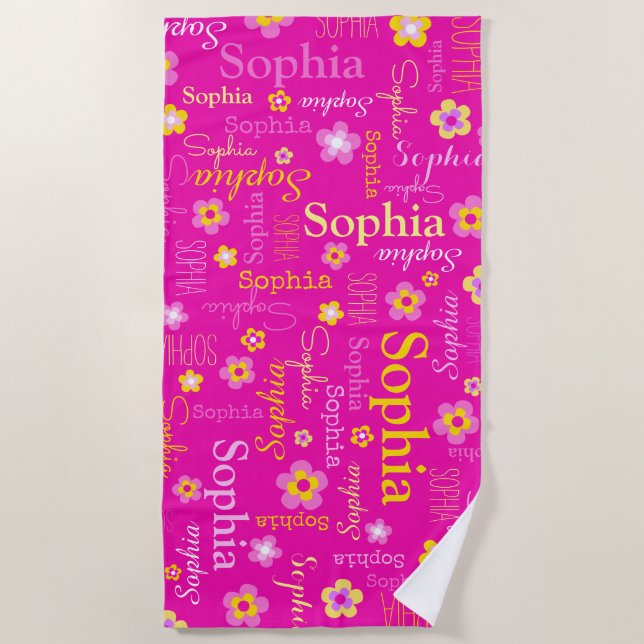 Sophia flowers name beach towel (Front)