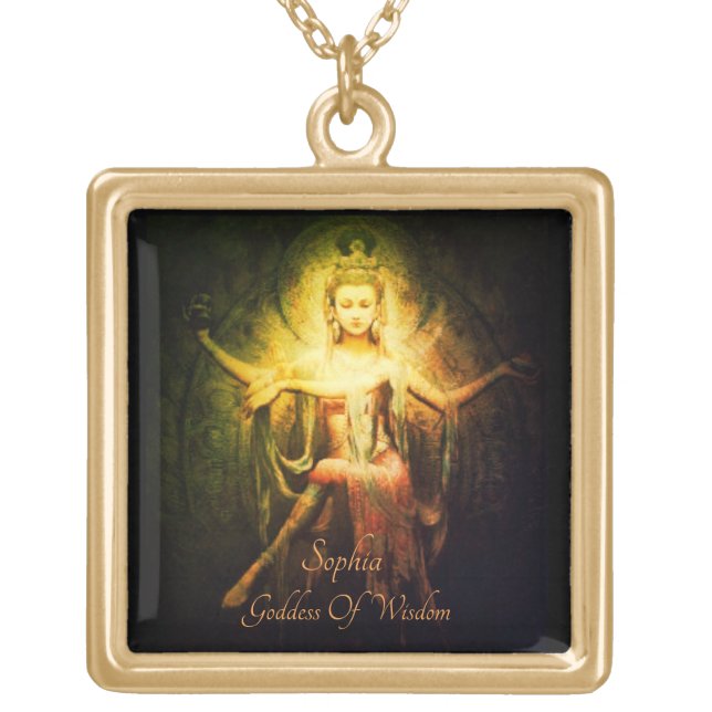 Sophia Goddess Of Wisdom Gold Plated Necklace (Front)