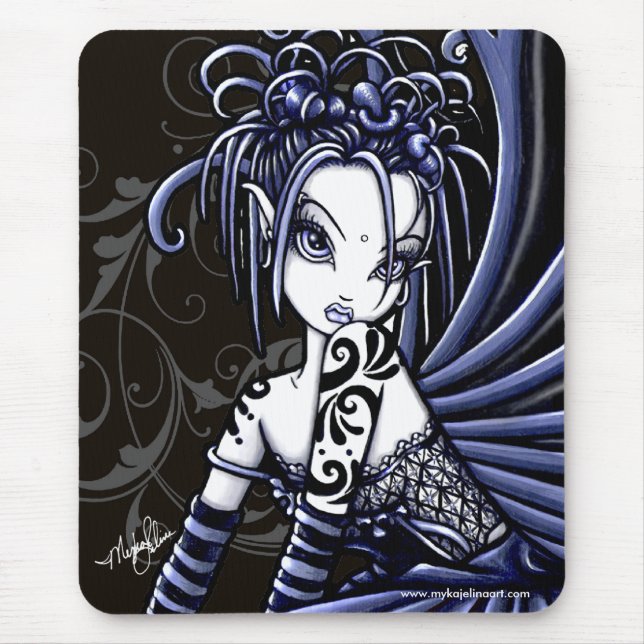 "Sophia" Gothic Blue Tattoo Fairy Mousepad (Front)
