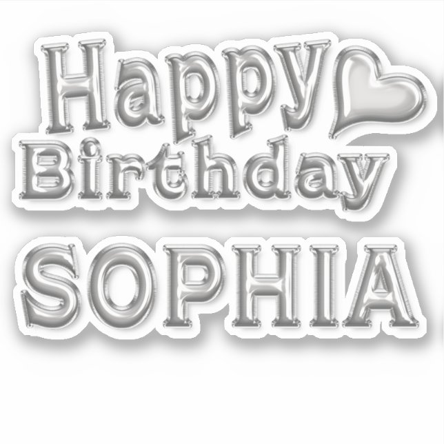Sophia Happy Birthday silver Sticker (Front)