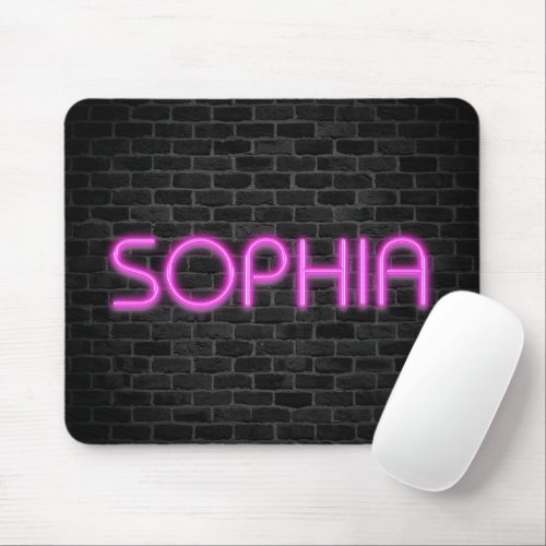 SOPHIA In Pink Neon Lights   Mouse Pad