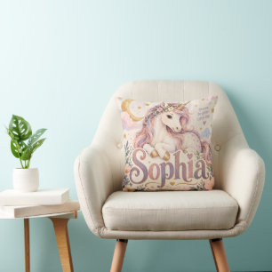 Sophia Magical Unicorn Nursery Pillow